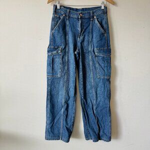 GAP '90s Loose Cargo Medium-Wash Mid-Rise Denim Jeans Pants - Size: 27/4R